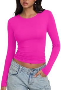 REORIA Womens Long Sleeve Shirts 2026 Fall Fashion Slim Fit Y2k Basic Tops