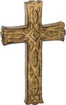 EARTHLY HOME Wooden Wall Cross Handmade Home Decor Crucifix with Hand Carvings Cross for Baptism Gifts - Christians Spiritual Hanging Ornament for Wall Decor and Church (Brown)