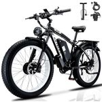 2000W Electric Bike for Adults ebike 35MPH Electric Bicycle AWD Dual Motor Electric Mountain Bike 26" Fat Tire Ebike with 48V 23AH Removable Battery, All Terrain Hydraulic Disc Brake Electric Bike