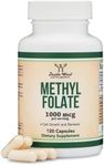 Methylfolate 1,000mcg, 120 Capsules (Third Party Tested Methyl Folate Supplement) Methylated Folate is a More Active Form of Folate Than Folic Acid (Non-GMO, Vegan Safe) by Double Wood