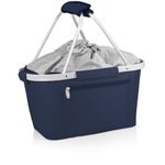 PICNIC TIME Metro Shopping Basket, Insulated Picnic Basket, Collapsible Market Basket, Utility Tote Cooler Bag, (Navy Blue)