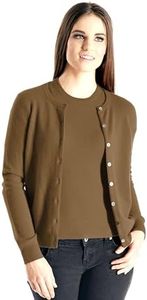 Cashmere Boutique 100% Pure Cashmere Cardigan Twin Sets for Women - Round Neck, Long Sleeve, Button Down, Soft & Warm Sweater