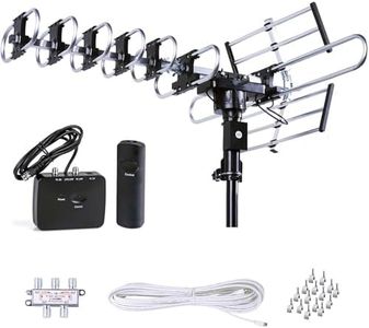 Five Star Outdoor HD TV Antenna Strongest Up to 200 Miles Long Range with Motorized 360 Degree Rotation, UHF/VHF/FM Radio with Infrared Remote Control Advanced Design Plus Installation Kit