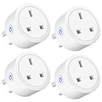 Smart Plug WiFi Socket Monitor Timing Function Tuya SmartLife APP Control Works with Amazon Alexa (Echo, Echo Dot), Google Home, IFTTT, Smart Socket, Remote Control 16A Power Smart Plug (4PACK)