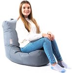 Bean Bag Chair Seat Indoor Or Outdoor Garden Beanbag Kids Gaming Recliner Cushion With Filling Included (Grey)