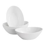 LIFVER Salad Bowl, 36oz White Porcelain Bowls Set of 4 for Pasta, Cereal, Soup, Dessert, Ramen, Microwave & Dishwasher Safe Oval Serving Bowl, 9" x 6.5" x 3"