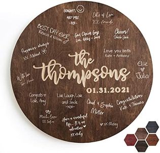 Customization Mill Personalized Wedding Guest Book Alternative | Family Name, Date | 5 Optional Wooden Colors, 2 Optional Shapes, 4 Sizes, Unique Wedding Decor - D3