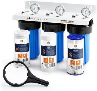 Aquaboon 3-Stage Whole House Water Filter System for Sediment & Odors Reduction Comes with 10" House Water Filters, Wrench, Bracket, Gauge & Release