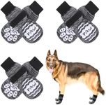 BEAUTYZOO Anti Slip Dog Socks for Small Medium Large Dogs with Grips Straps on Hardwood Floor Protection Wear, Traction Control 3 Pairs Double Side Paw Protector to Prevent Licking for Girl or Boy