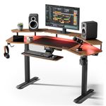 EUREKA ERGONOMIC ElectricStanding Desk 182x76 cm Wing Shaped Gaming Desk Height Adjustable Large Studio Computer Desk with LED Convertible Monitor Shelves, Keyboard Tray