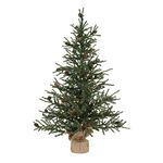 Vickerman 36" Caramel Pine Artificial Christmas Tree, Clear Dura-lit Lights, Seasonal Indoor Home Decor with Decorative Burlap Base