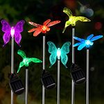 Solar Garden Stake Lights Outdoor, 6-pack OxyLED LED Figurine Light, Color Changing Decorative Landscape Light LED Solar Powered Hummingbird Butterfly Dragonfly for Patio Yard Pathway