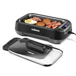 CUSIMAX Smokeless Grill, 1500W Electric Indoor Grill, Korean BBQ Grill, With LED Smart Display, Tempered Glass Lid, Non-stick Removable Grill/Griddle Plate, Upgraded Version Black