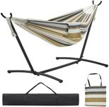 Yaheetech Double Hammock w/Stand, 2-People Hammock & Stand Set w/Storage Bag & Carrying Bag, Outdoor/Indoor Heavy-Duty Portable Hammock, 450LB Capacity - Desert Stripe