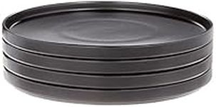 Stone Lain Stoneware Round Dinner Plates Set, 4-Piece, Black Matte