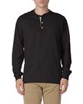 Hanes Beefy-T Long Sleeve Henley, Ebony, X-Large Black