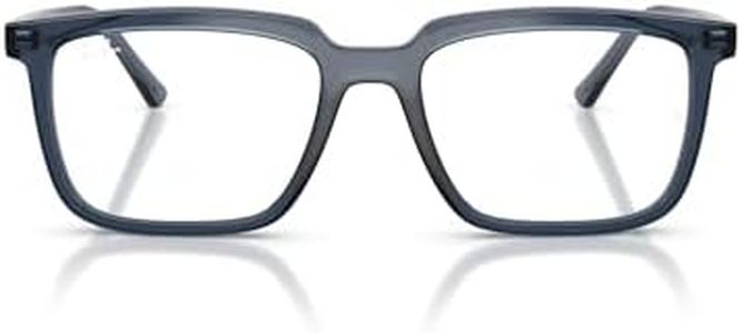 Ray-Ban RX7239 Alain Rectangular Prescription Eyewear Frames, Transparent Blue/Demo Lens, 54 mm