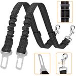 Kelivi Dog Seat Belt for Car, 2 Pack Adjustable Dog Car Seat Belt, Elastic Bungee Pet Car Safety Belt Metal Buckle Heavy Duty Reflective Nylon Belt Tether Dog Seatbelt Clip to Pet Harness Lead Car