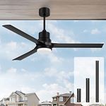 ghicc Outdoor Ceiling Fan with Lights: 60 inch Black Ceiling Fan with Remote Fan for Bedroom 6 Speeds Modern Fan with Reversible DC Motor for Patio Bedroom Living Room