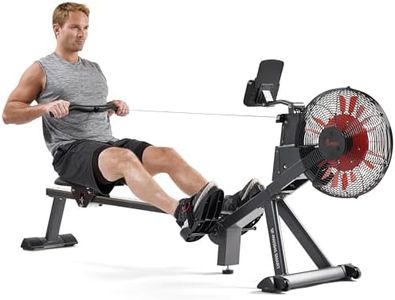 Sunny Health & Fitness Premium Smart Air & Magnetic Resistance Rowing Machine, Foldable Long Silding Rail Exercise Rower for Home Training, Free SunnyFit App Connection