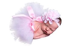 Pink, Newborn Baby Tutu Clothes Skirt Headdress Flower Photo Photography Prop Outfit