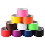 AUMUA 10 Rolls Duct Tape Fabric Gaffer Tape 50mm x 9.1m Waterproof Strong Ducktape Coloured INCLUDE Green Yellow Blue Pink Purple Orange Red Black White Brown
