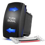 Nilight Turn Signal Switch Blue 4Pin ON Off ON Rocker Switch Laser Etched SPDT Toggle Switches 12V 20A 24V 10A Jumper Wires for Cars RVs Campers Trailers