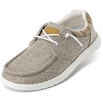 STQ Slip on Canvas Loafers for Women's Arch Support Sneakers Comfortable Shoes for Taupe US 9