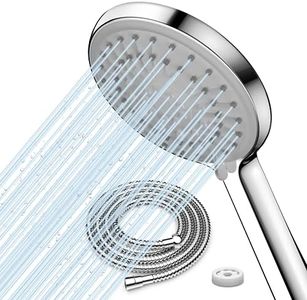 FASDUNT Alcachofa de Ducha con Manguera de 2M, Alcachofa Ducha Antical (120 MM de Diámetro) con 5 Tipos de Chorro, Alcachofa de Ducha de Alta Presión Ahorro De Agua 9,5 L/min, Cromo