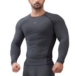 ReDesign Apparels Men Compression Top Tshirt Full Sleeve Nylon Tights (Medium(36-38inch Chest), Dark Grey)