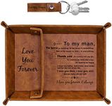 ZAPUVO PU Leather Tray and Keychain, Husband Boyfriend Unique Gifts for Men Christmas Xmas Stocking Stuffers from Wife Girlfriend, Sentimental Valentine's Day Anniversary Birthday Gift for Him