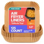 Gusto [125 Count] 6.5 Inch Square Air Fryer Liners Disposable - Non-Stick Parchment Paper Liners, Waterproof, Oil-Resistant - Kraft - Formerly Comfy Package