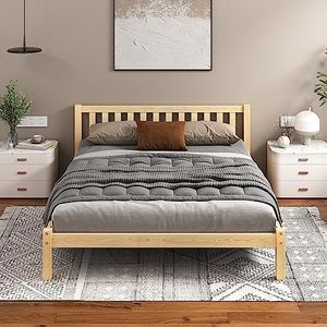 ALFORDSON Bed Frame Queen Wooden Bed Base with Solid Wood Pine Timber Slats, Mattress Base Platform Support, Oak Bed Foundation with Storage Space, Fenella Series Home Bedroom Furniture