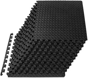 ProsourceFit Exercise Puzzle Mat, EVA Foam Interlocking Tiles Protective and Cushion Flooring for Gym Equipment, Exercise and Play Area, Black - 1/2 Inch - 48 Sq Ft - 12 Tiles