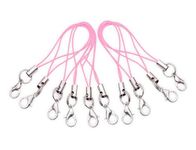 KIPZO® Pink Pack of 10 pcs Phone Strap Charm lobster clasp for cell phone Cover keyring Pendrive Badge Holders Charm DIY Jewellery straps thread Ring with Hook smart round zip carry case pouch