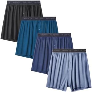 Nullktie Soft Cooling Men's Boxer Shorts，Viscose Made from Bamboo Underwear with Button Fly, Loose Relaxed Fit Boxers