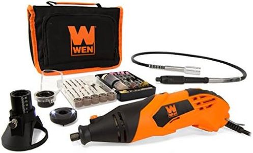 WEN 23114 1.4-Amp High-Powered Variable Speed Rotary Tool with Cutting Guide, LED Collar, 100+ Accessories, Carrying Case and Flex Shaft