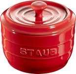 STUAB Kitchen Ceramic Salt Crock with Wooden Spoon - Cherry