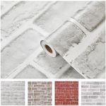 Coavas Peel and Stick Wallpaper Brick White Contact Paper Removable Self Adhesive Wallpaper Decorative Waterproof Vinyl Wall Covering for Countertops Cabinets Bedroom Easy to Clean (17.5 x 393.7 Inch)