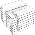 Golden bird Desk Drawer Organizer Trays Various Size Bathroom Drawer Tray Dividers Plastic Vanity Organizers Storage Bins for Makeup Dresser Kitchen Office (Clear) (LARGE SIZE - 21 PCS)