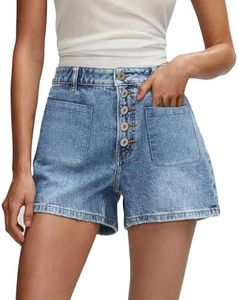 CHICZONE Women's Mid Waist Stretchy Denim Shorts Ladies Distressed Blue Jean Shorts with 5 Buttons XXL