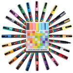 Uni Posca Paint Marker FULL RANGE Bundle Set, Mitsubishi ALL Natural & Gold & Silver Pen Fine Point 24 Color (PC-3M), Original Plastic Box