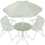 Best Choice Products Kids Picnic Table and Chair Set with Umbrella, 3-Piece Foldable Outdoor Table Set for Toddlers Ages 2-5, Patio Play Furniture, 70 lb Chair Capacity, 110 lb Table Capacity​ - Sage