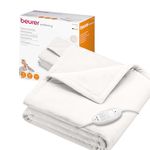 Beurer HD75UK Electric Throw - White | Breathable Heated Throw for Sofa and Bed | Heating Blanket with Ultra-Soft Fleece Fibres | Automatic Switch-Off | Machine-Washable | 180 x 130 cm