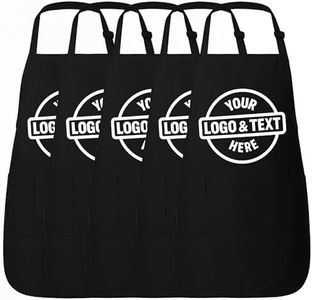 Just Customized Customizable Apron Pack (10 or 20) – Add Your Art, Photo or Text, Adjustable Chef Aprons for Men & Women (20, Black)
