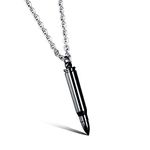 COCO Park Polish Bullet Charm Pendant Necklace Stainless Steel Urn Ash Memorial Keepsake Love Token Holder, Black