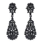 EVER FAITH Women'sAustrian Crystal Art Deco Vintage Style Dangle Pierced Earrings Black Black-Tone