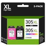 305 Ink Cartridges Black and Colour XL Replacement for HP 305 Ink Cartridge, Printer Ink 305XL for DeskJet 2700 2710 2720 2722 2710e 2720e 4120e Plus 4100 Envy 6000 6032 6010 6020e 6030 Pro 6400 6430