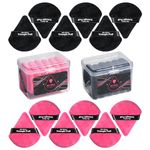 BS-MALL Triangle Powder Puff I Washable Reusable Bake Loose Powder Cosmetic Foundation Sponge Mineral Powder (Pink & Black) Pack of 12