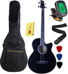 Vizcaya Full Size 4 Strings Cutaway Acoustic-Electric Bass Guitar With 4-Band Equalizer,5mm Padding Gig Bag,Strap, Picks-Black